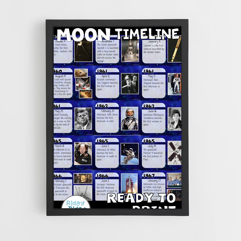 Poster Vers la Lune – affiche Espace rétro (vue 2)